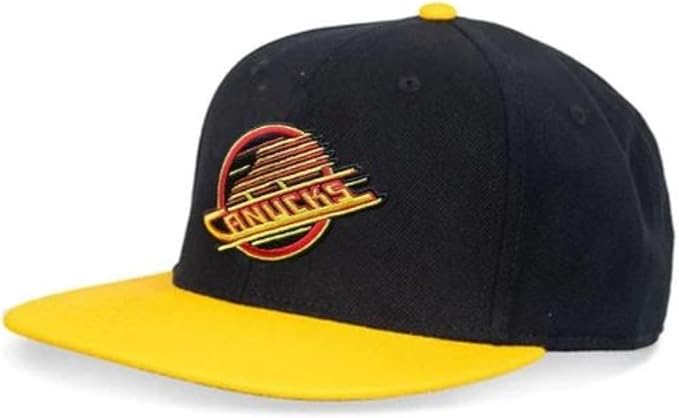 American Needle NHL Vancouver Canucks Skate Logo Wool Replica 400S Two Tone Adjustable Snapback Hat - Black/Yellow