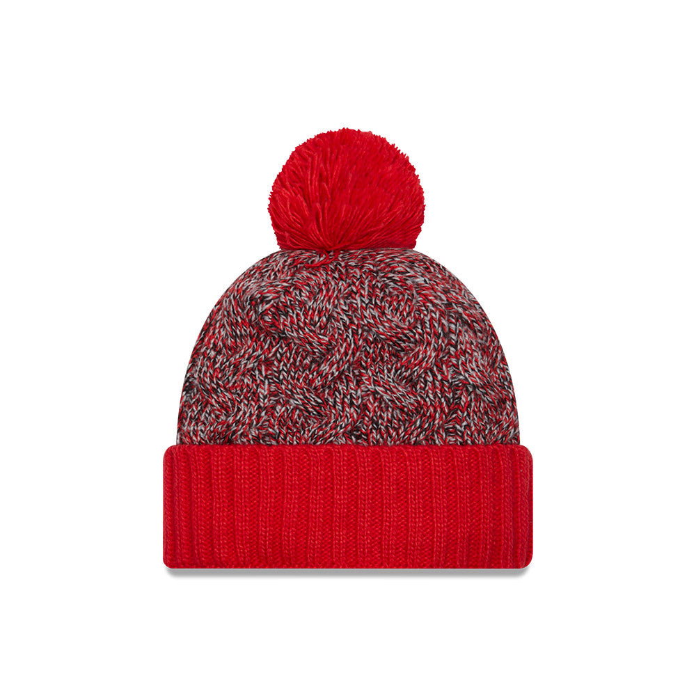 New Era Womens Toronto Raptors Team Marl Knit Cuffed POM Toque Red