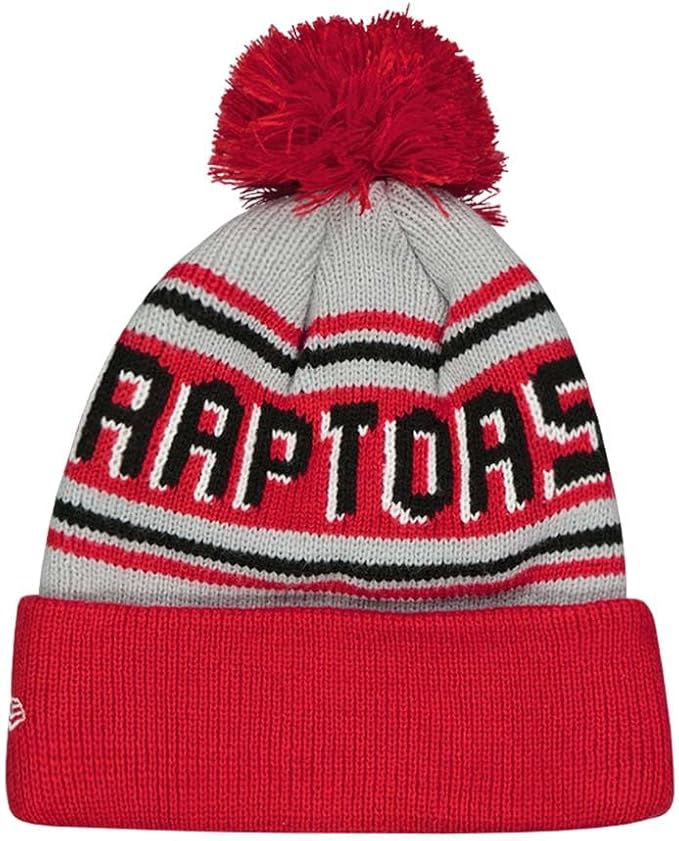 New Era Youth Red/Gray Toronto Raptors Tip-Off Two-Tone Cuffed Knit Hat with Pom