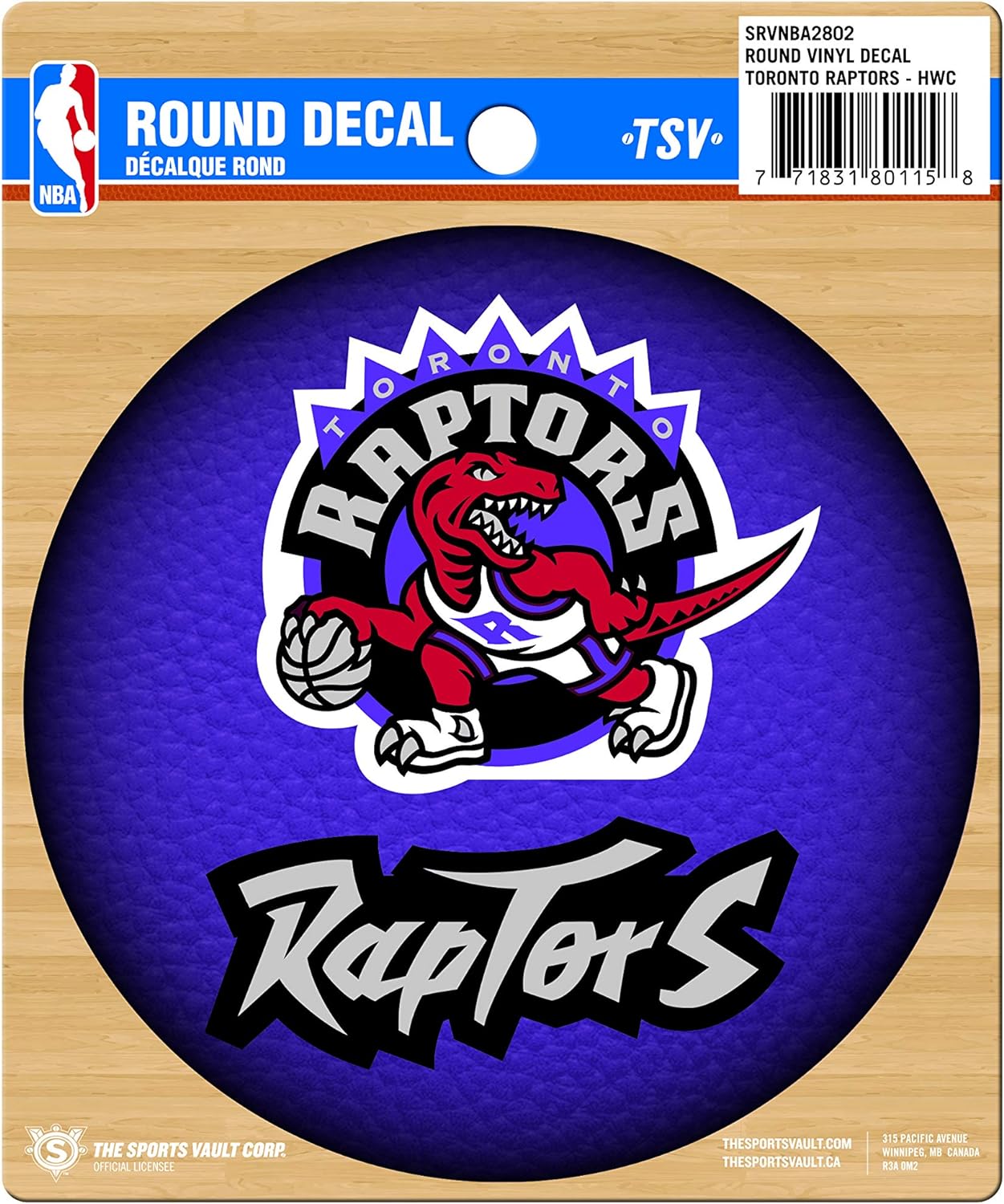 Toronto Raptors Hardwood Classic Retro Logo Basketball Collectors Round Vinyl Decal