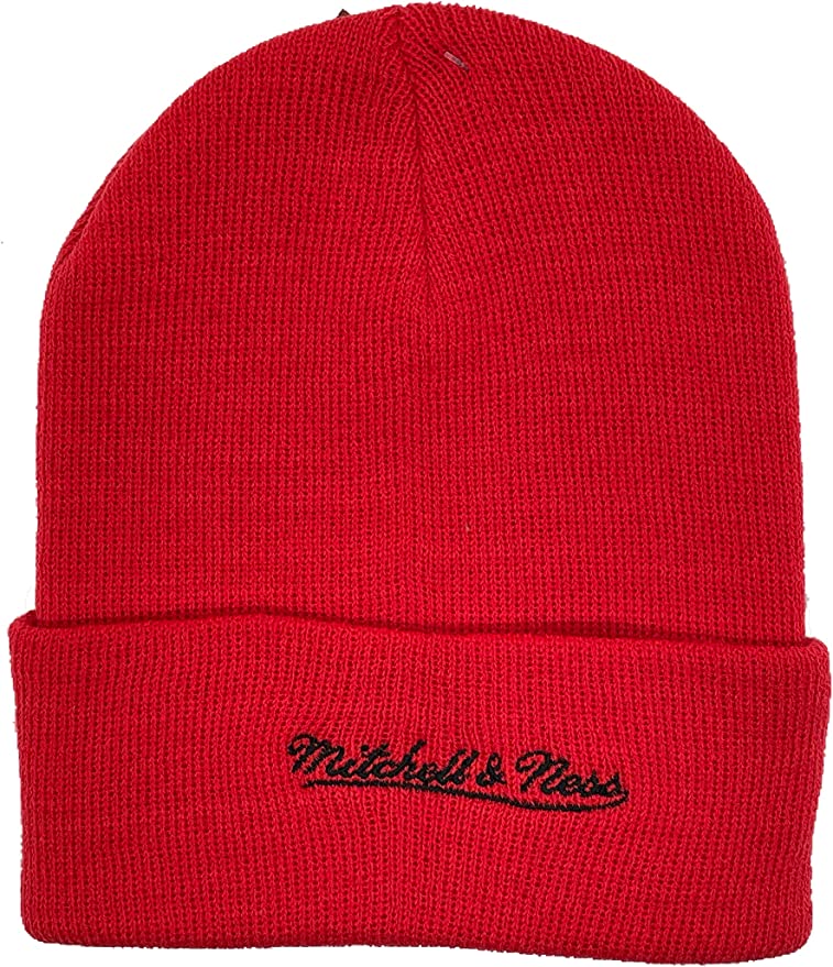 Toronto Raptors Mitchell & Ness Primary Logo Cuffed Knit Red Hat - Red