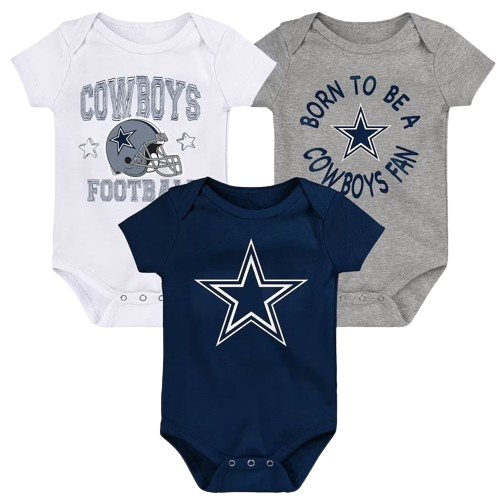 Newborn & Infant Navy/White/Heather Gray Dallas Cowboys Game On Three-Piece Bodysuit Set
