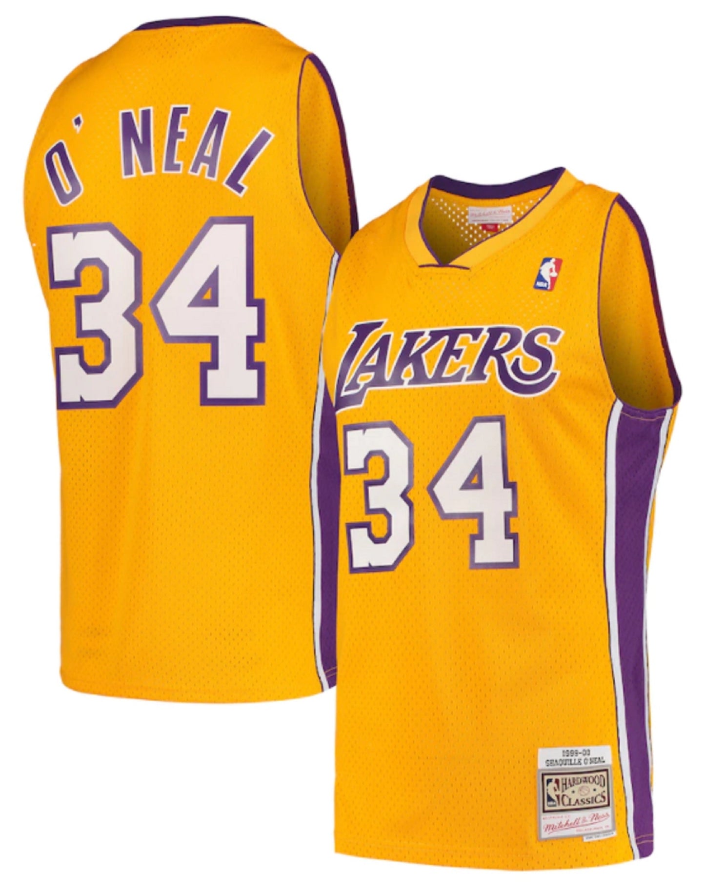 Men's Mitchell and Ness Los Angeles Lakers Shaquille O'Neil 1999-00 Hardwood Classics Swingman Jersey - Gold and Purple