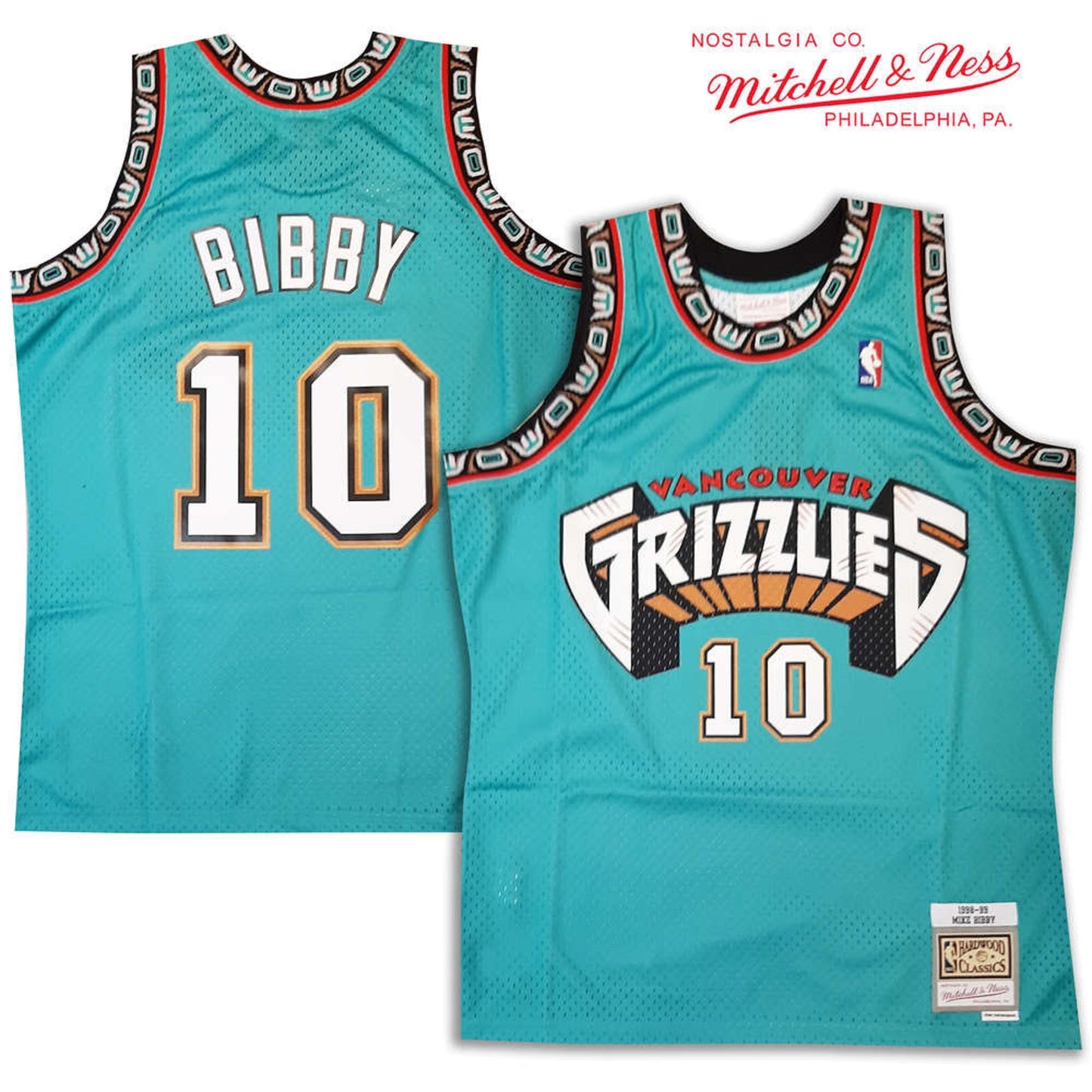 Men's Vancouver Grizzlies Mike Bibby #10 Teal Mitchell N Ness Swingman Player Jersey