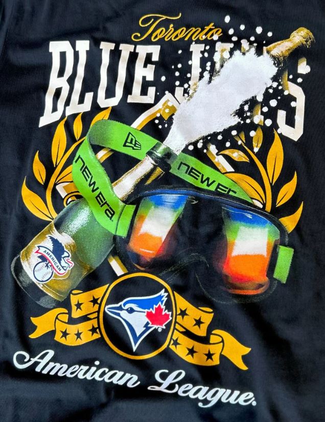 New Era MLB Toronto Blue Jays Champagne and Goggles ALCS 2025 Tee - Black