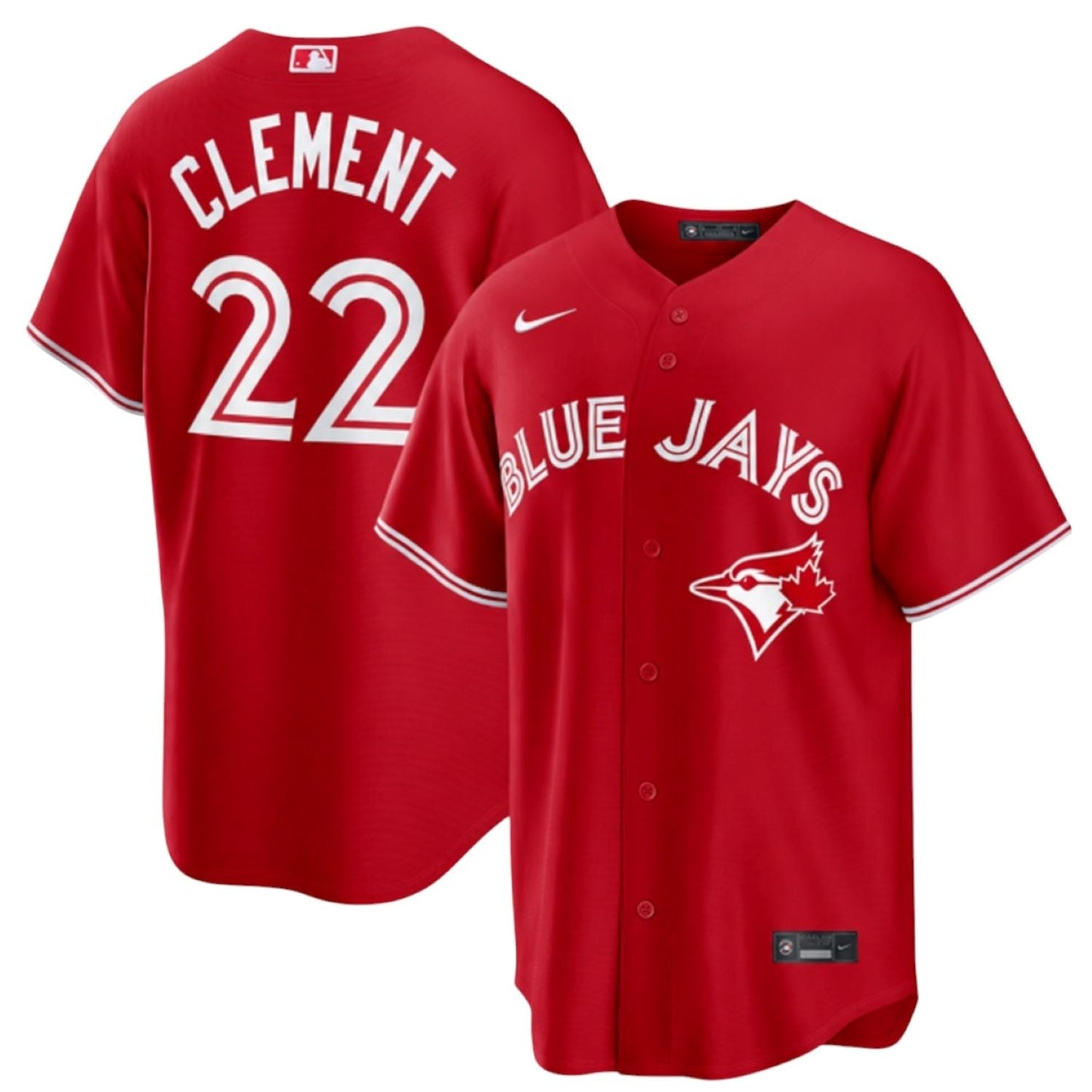 Nike Mens MLB Toronto Blue Jays Ernie Clement #22 Alternate Replica Canada Day Stitched Name & Number Jersey - Scarlet