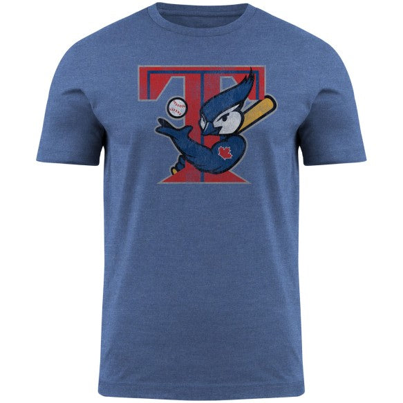 Toronto Blue Jays MLB Cooperstown 2003 Primary Distressed Logo Heathered T-Shirt - Royal