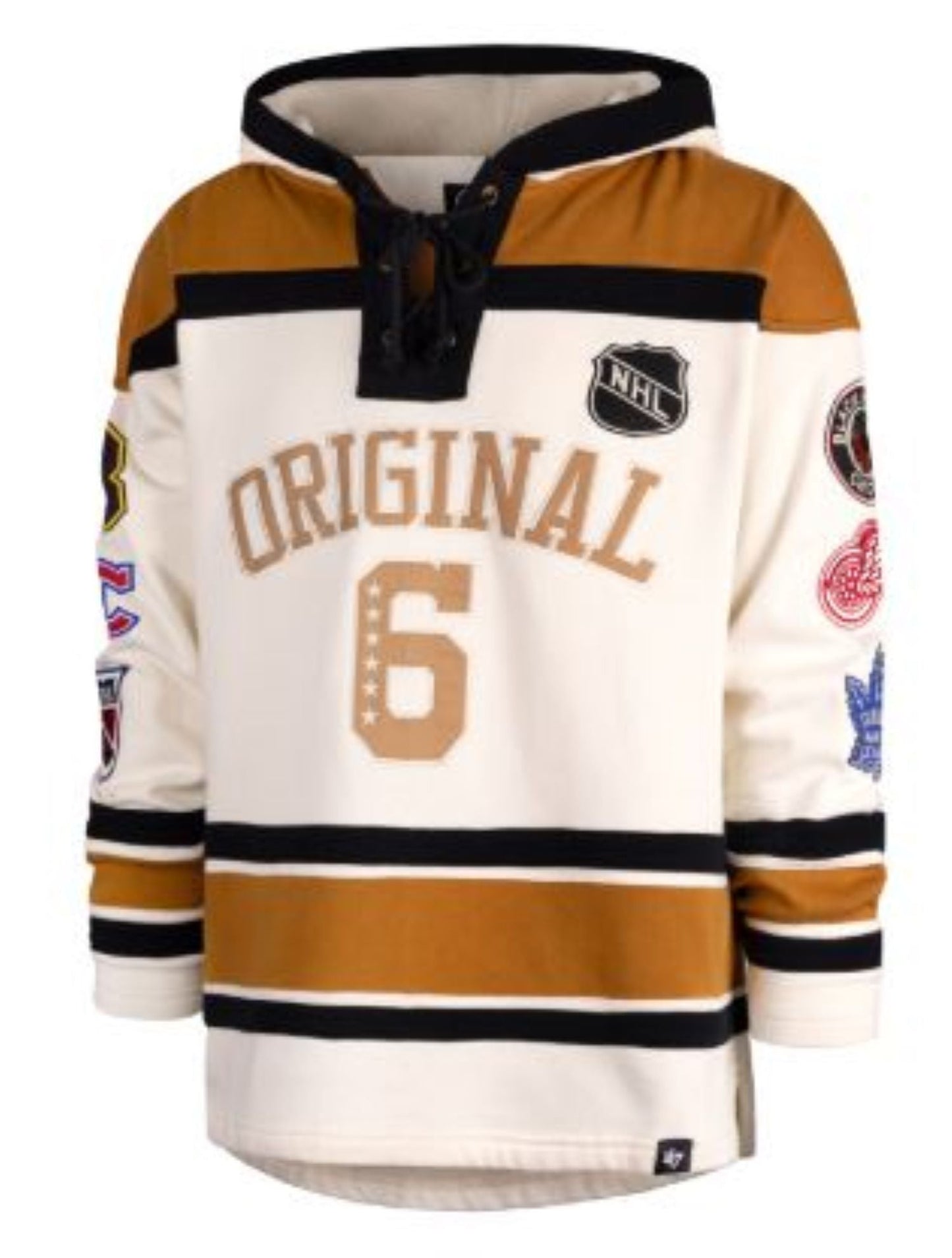 '47 NHL Original Six Lacer Fleece Hoodie - Brown/White