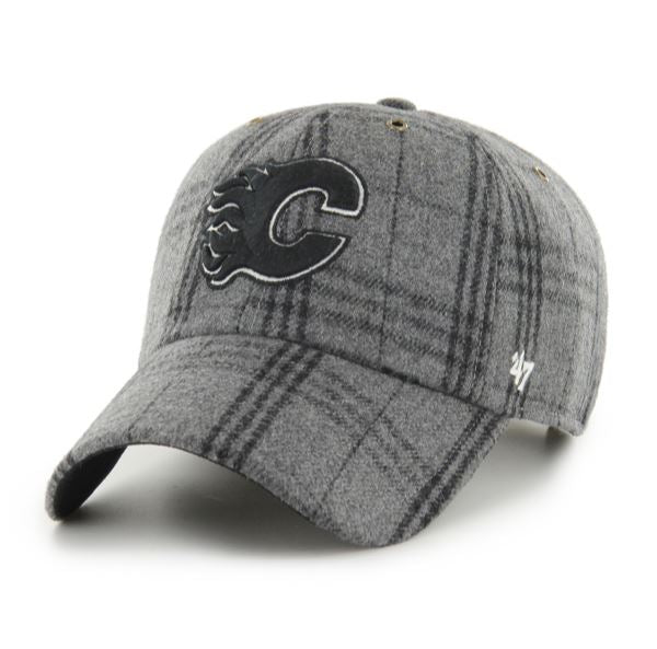 '47 NHL Calgary Flames Windowpane Plaid Clean Up Adjustable - Grey