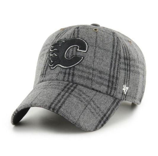 '47 NHL Calgary Flames Windowpane Plaid Clean Up Adjustable - Grey