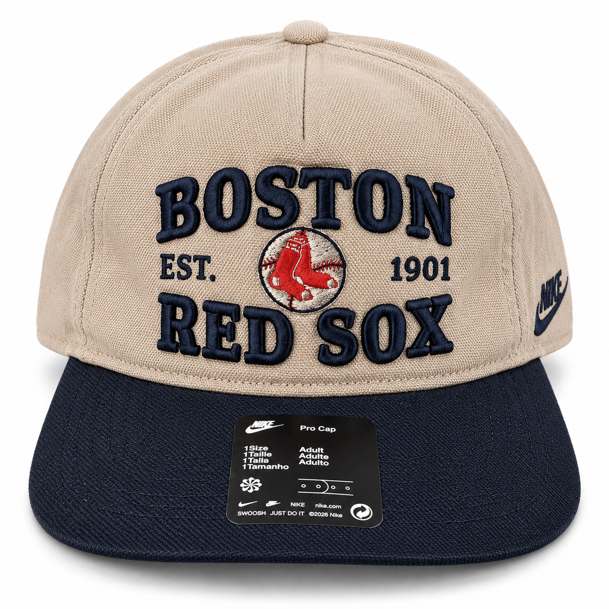 Nike MLB Boston Red Sox Pro Cap Adjustable Hat – Beige/Navy