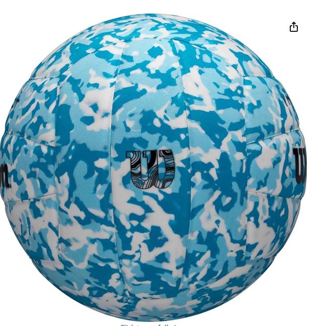 Blue and white camouflage-patterned ball with a brand logo on a white background