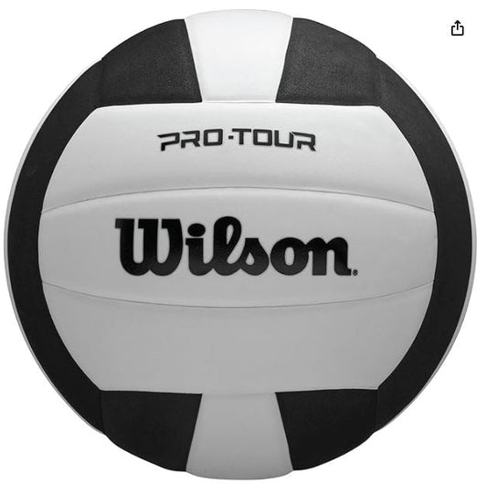 Wilson Pro Tour volleyball with black and white pattern on a white background