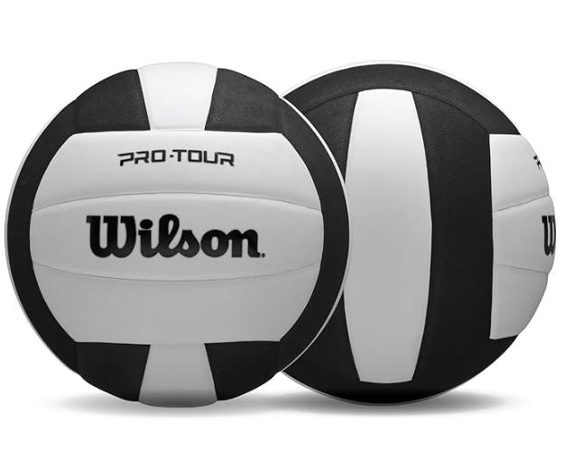Black and white Wilson Pro Tour volleyball on a white background