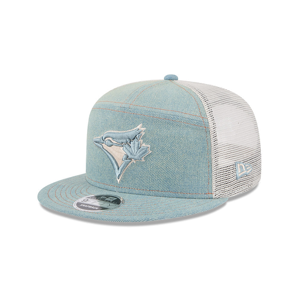 New Era MLB Toronto Blue Jays Denim Split Panel 9FIFTY Adjustable Hat - Blue