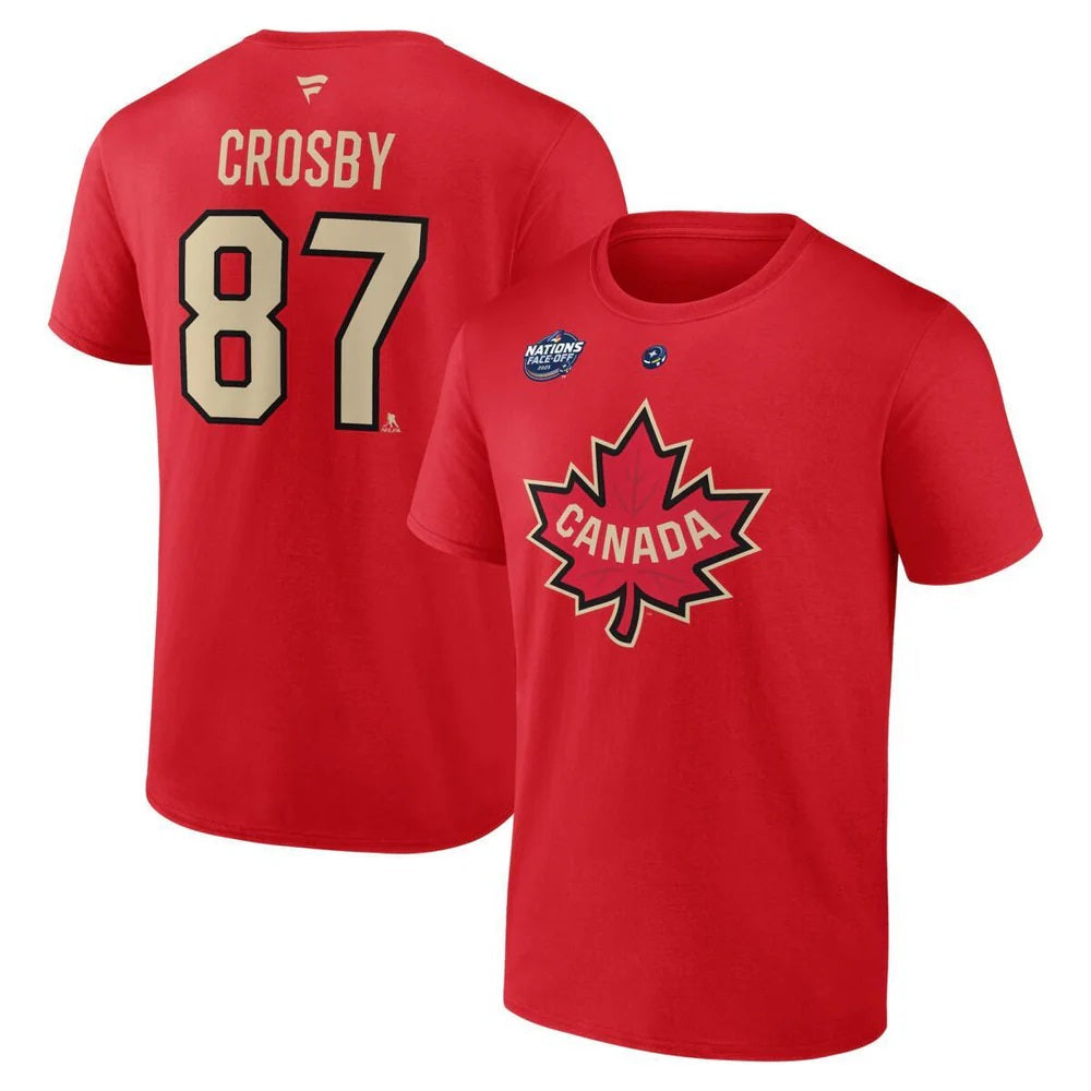 Fanatics Men's Sidney Crosby #87 Canada NHL 4 Nations Face-Off Authentic Stack Name & Number Tee - Red