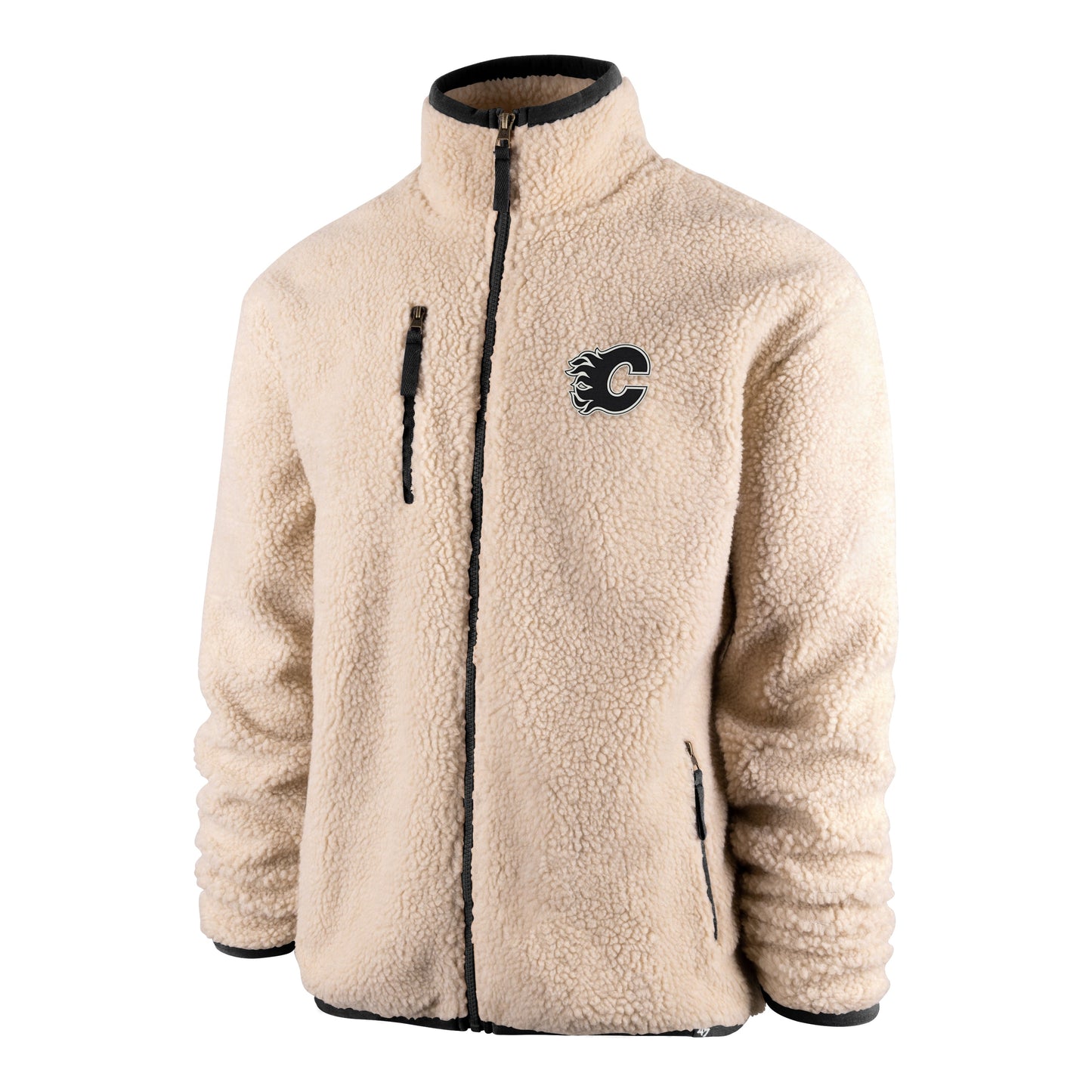 '47 Men's NHL Calgary Flames Oatmeal Stowe Sherpa Full Zip Jacket