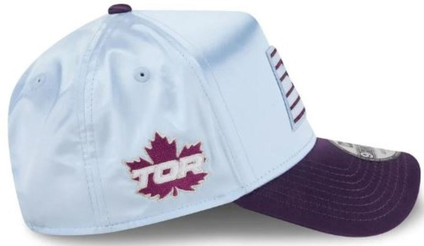 New Era 9FORTY A-Frame WNBA Toronto Tempo 2026 Draft Satin Adjustable Snapback - White/Purple