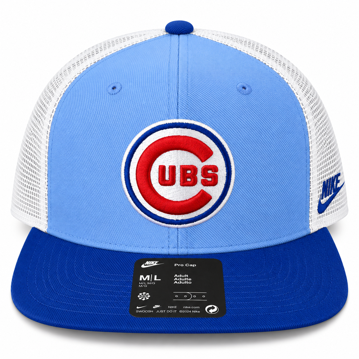 Nike MLB Chicago Cubs Pro Cap Mesh Trucker Adjustable Snapback Hat – Light Blue/Royal Blue/White.