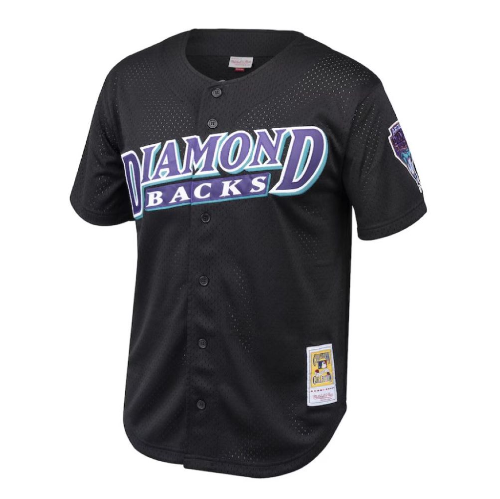 Mitchell & Ness Men's MLB Arizona Diamondbacks Randy Johnson #51 Cooperstown Mesh Batting Practice Button-Up Jersey - Black