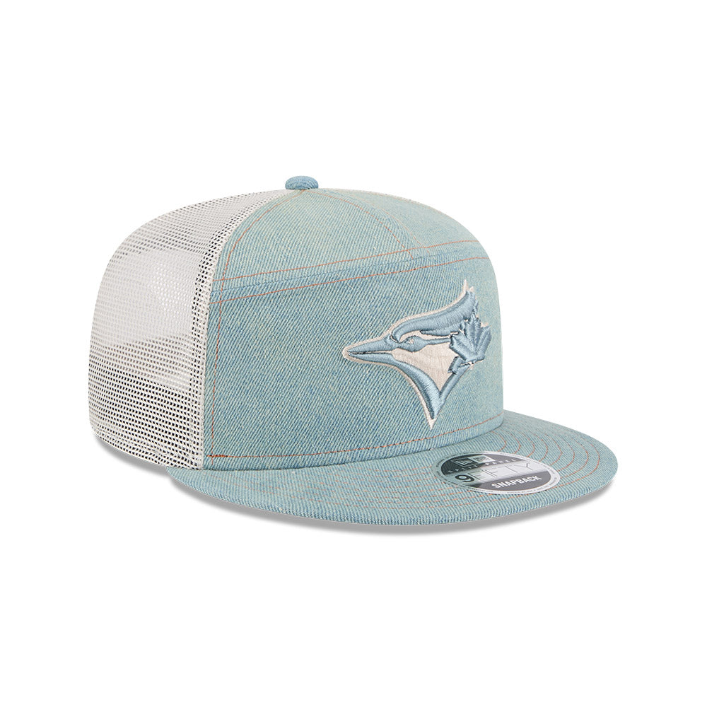 New Era MLB Toronto Blue Jays Denim Split Panel 9FIFTY Adjustable Hat - Blue