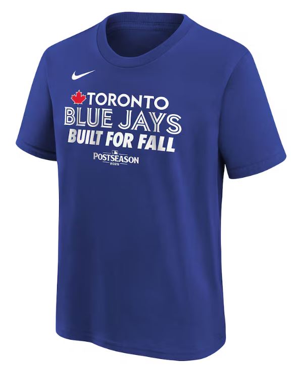 Nike Youth Toronto Blue Jays 2025 Postseason Built for Fall T-Shirt - Royal Blue