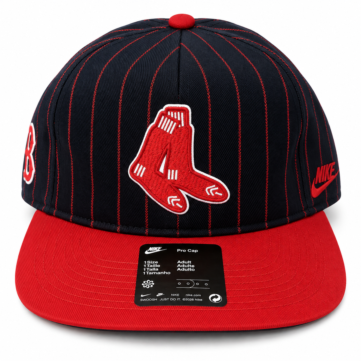 Nike MLB Boston Red Sox Pinstripe Pro Cap Adjustable Hat – Navy/Red