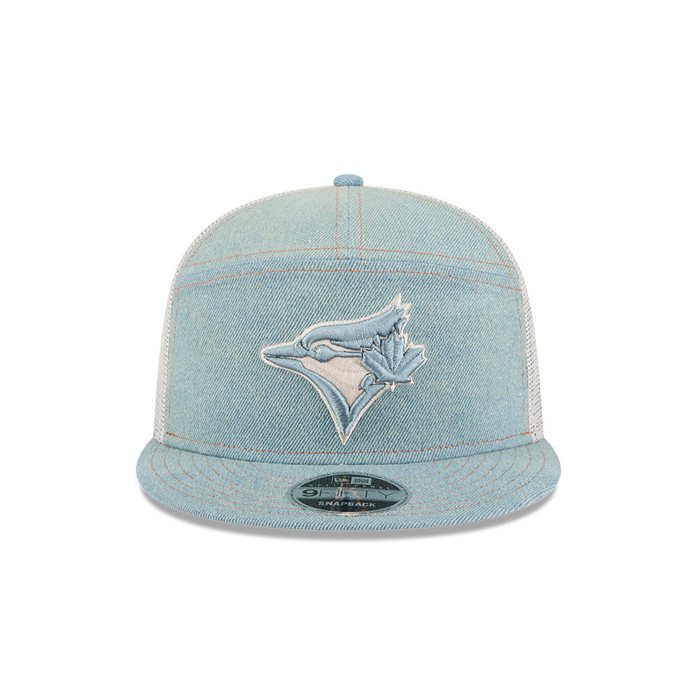 New Era MLB Toronto Blue Jays Denim Split Panel 9FIFTY Adjustable Hat - Blue