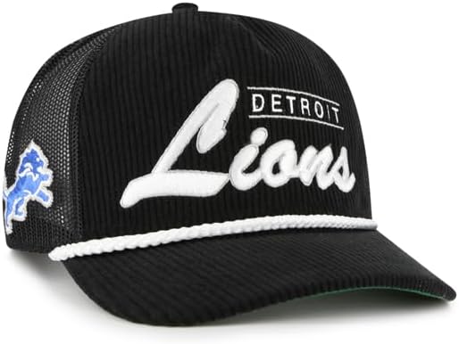 '47 NFL Detroit Lions Double Header Rope Mesh Adjustable Snapback Hat - Black