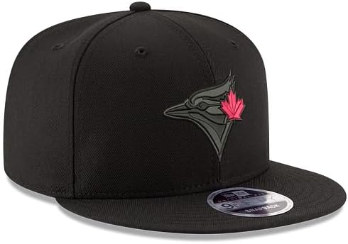 New Era 9FIFTY MLB Toronto Blue Jays Black on Black Red Leaf Adjustable Snapback Hat - Black