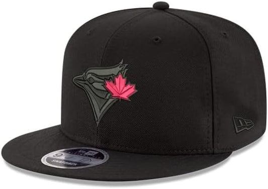New Era 9FIFTY MLB Toronto Blue Jays Black on Black Red Leaf Adjustable Snapback Hat - Black