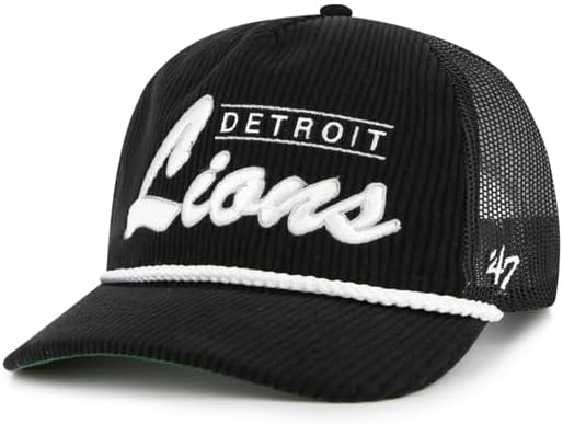 '47 NFL Detroit Lions Double Header Rope Mesh Adjustable Snapback Hat - Black