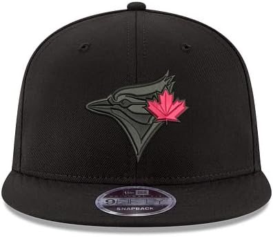 New Era 9FIFTY MLB Toronto Blue Jays Black on Black Red Leaf Adjustable Snapback Hat - Black