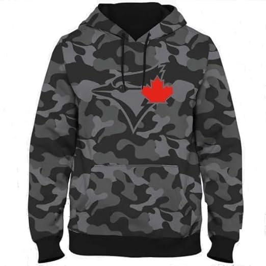 Bulletin MLB Toronto Blue Jays Screen Printed Camo Hoodie - Black/Grey