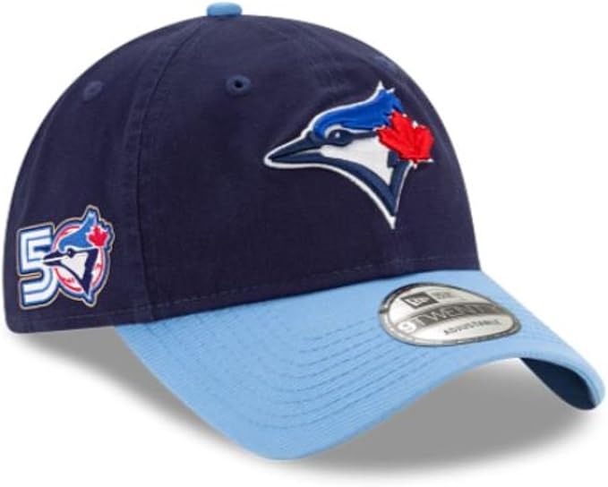 New Era 9TWENTY MLB Toronto Blue Jays 50th Anniversary Side Patch Alternate 4 Two Tone Player Replica Adjustable Hat - Navy/Powder Blue