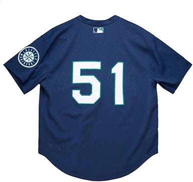 Mitchell & Ness Men's MLB Seattle Mariners Ichiro Suzuki #51 Cooperstown Mesh Batting Practice Pullover Jersey - Navy