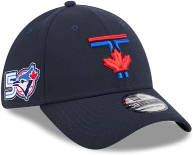 New Era 39THIRTY MLB Toronto Blue Jays 50th Anniversary Side Patch City Connect Stretch Fit Hat - Navy