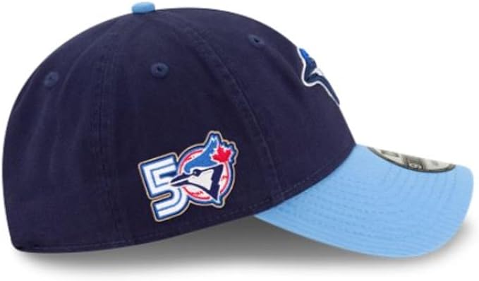 New Era 9TWENTY MLB Toronto Blue Jays 50th Anniversary Side Patch Alternate 4 Two Tone Player Replica Adjustable Hat - Navy/Powder Blue