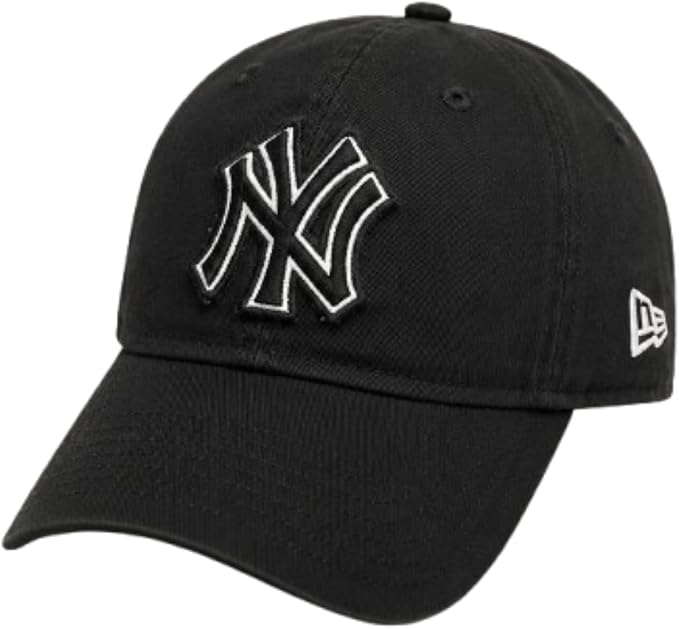 New Era MLB New York Yankees Stamp Fabric Applique 9TWENTY Adjustable Hat - Black