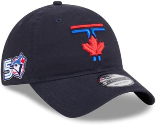 New Era 9TWENTY MLB Toronto Blue Jays 50th Anniversary Side Patch City Connect Adjustable Hat - Navy