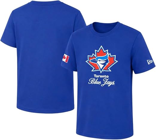 New Era MLB Kids & Youth Toronto Blue Jays Cooperstown Canada Day 2026 T-Shirts - Red & Blue