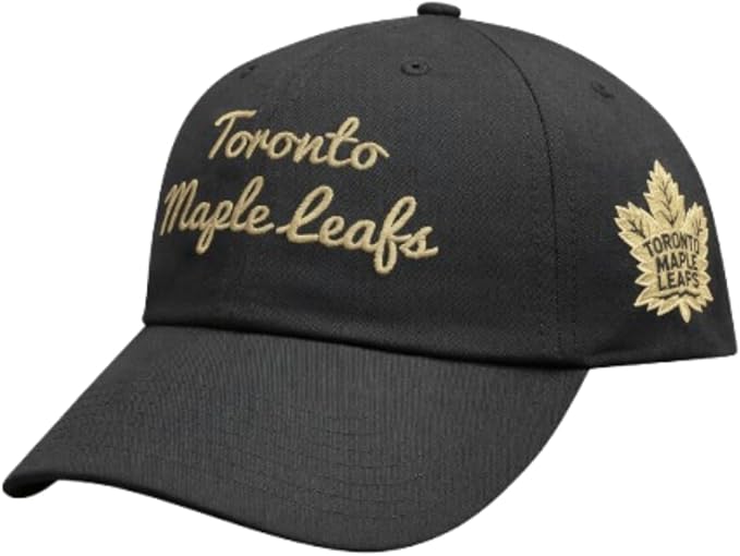 Mitchell & Ness NHL Toronto Maple Leafs Gold Script Adjustable Hat - Black