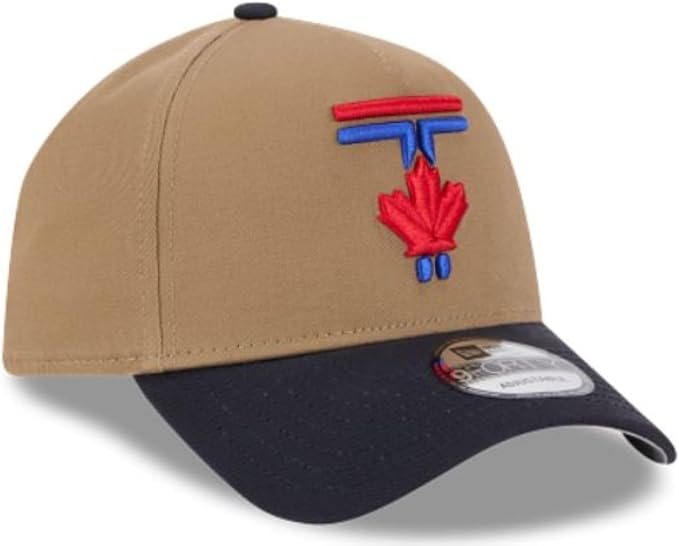 New Era 9FORTY A-Frame MLB Toronto Blue Jays City Connect T Logo Adjustable Snapback Hat - Khaki