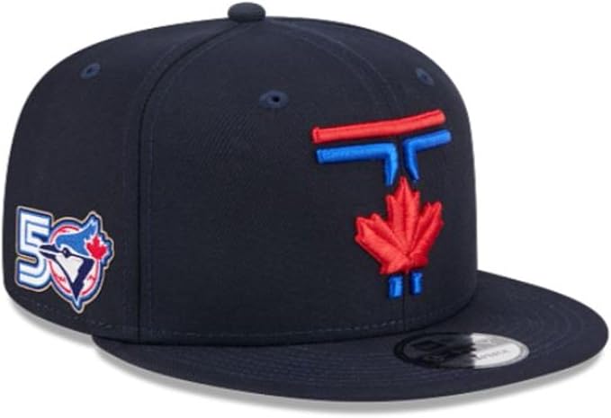 New Era 9FIFTY MLB Toronto Blue Jays 50th Anniversary Side Patch City Connect Adjustable Snapback Hat - Navy