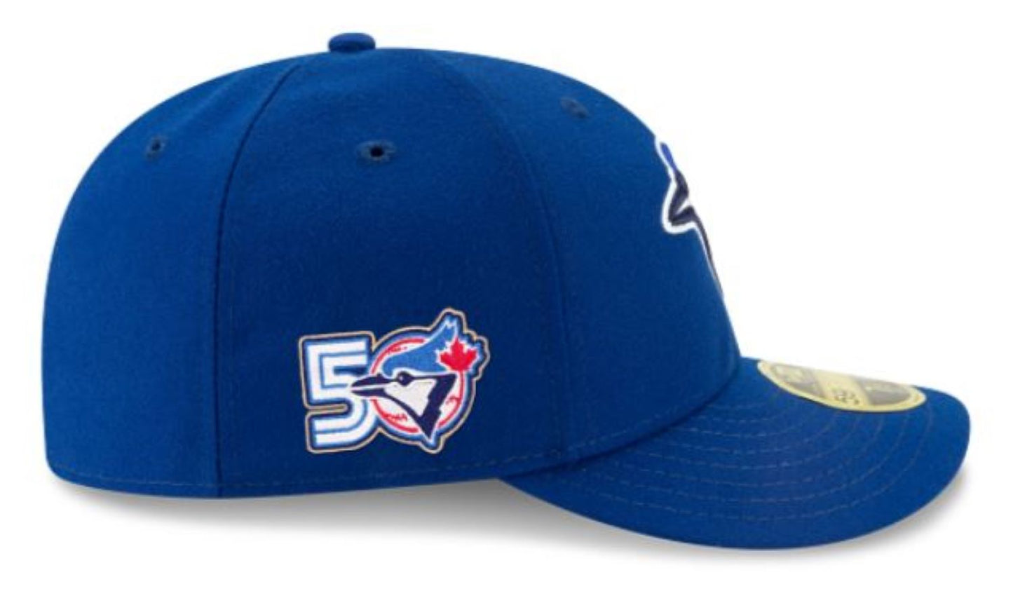 New Era 59FIFTY Low Profile MLB Toronto Blue Jays 50th Anniversary Game Side Patch Authentic Collection Fitted Hat - Royal Blue