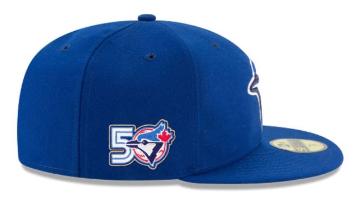 New Era 59FIFTY MLB Toronto Blue Jays 50th Anniversary Side Patch Game Authentic Collection Fitted Hat - Royal Blue