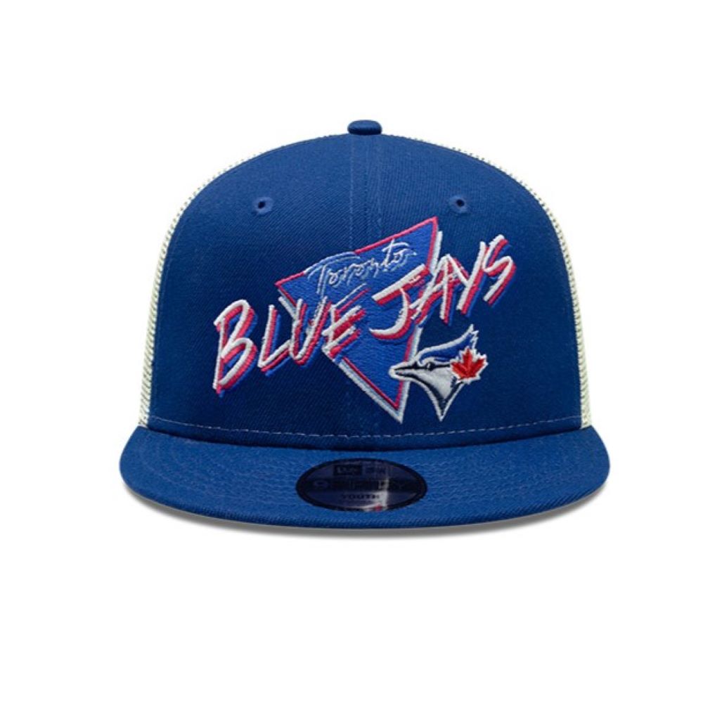New Era Youth MLB Toronto Blue Jays Glow-in-The-Dark Neon 9FIFTY Trucker Adjustable Snapback Hat - Blue