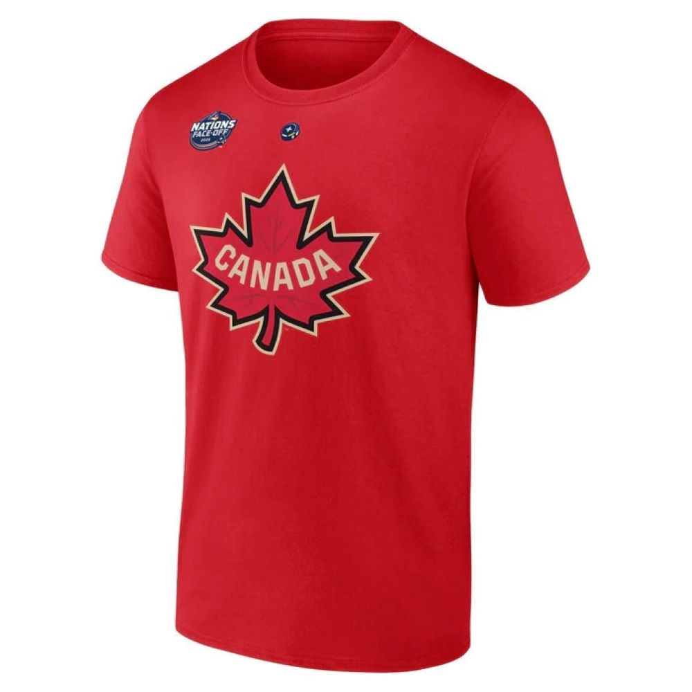 Fanatics Men's Connor McDavid #97 Canada NHL 4 Nations Face-Off Authentic Stack Name & Number Tee - Red