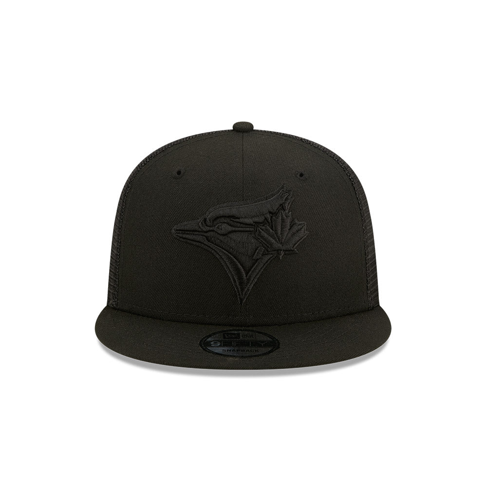 New Era Toronto Blue Jays Adjustable 9Fifty MLB Trucker Snapback Hat - Black Out