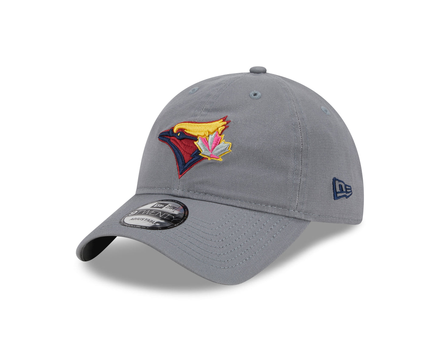 A gray Toronto Blue Jays New Era baseball cap with the team's logo on the front.